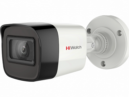 HiWatch DS-T500 (2.4) 5Mp Уличная цилиндрическая видеокамера, 1/2.5&quot; CMOS, 110°, 2592x1944@20к/с, 2560x1440/1920x1080@25к/с, ИК-фильтр, 0.01 Лк@F1.2, OSD/DWDR/BLC/DNR/EXIR Smart ИК, видеовыход: 1хHD-TVI/AHD/CVI/CVBS, EXIR-подсветка до 20м, DC12V±25%, 5Вт,