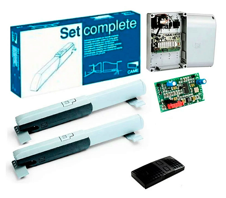 CAME "ATI5000A combo KIT" Комплект автоматики 230В для распашных ворот со створками до 5м/1000кг, интенс. 50%, в составе: привод 001А5000А (2шт), блок управления 002ZF1N, приемник 001AF43S, брелок TOP44FGN (806TS-0310)
