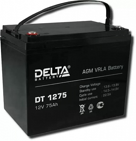 Deltа DT1275 аккумулятор 12В, 75 А/ч